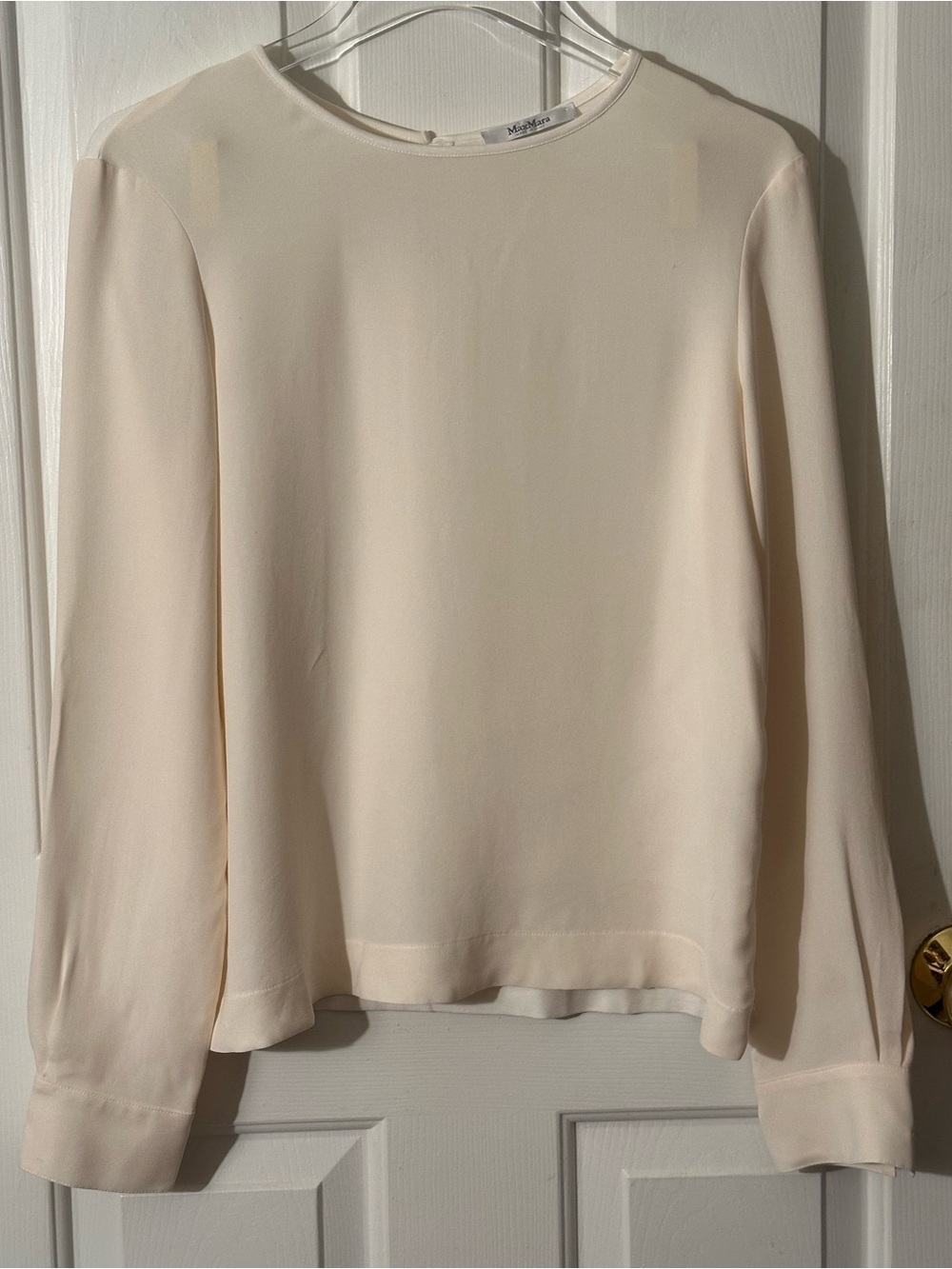 MAX MARA Made Italy 42 SILK COTTON Capsule Minimalist Ivory Blouse Quiet Luxury